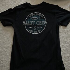 black vintage worn salty crew graphic tee
